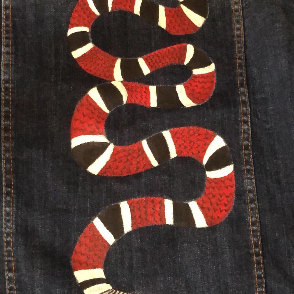 Aeropostale Hand Painted corn snake denim jacket - Picture 4 of 4
